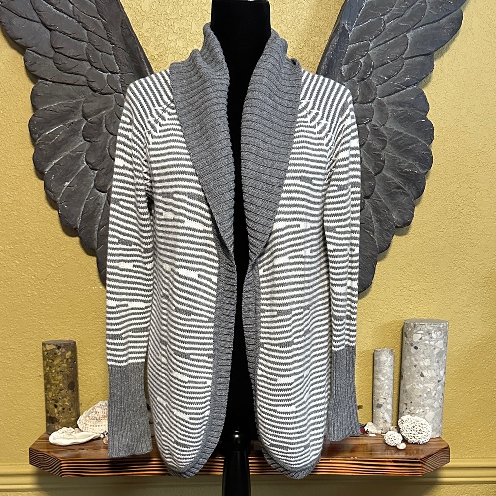 Twik Gray and White Striped open front Cardigan